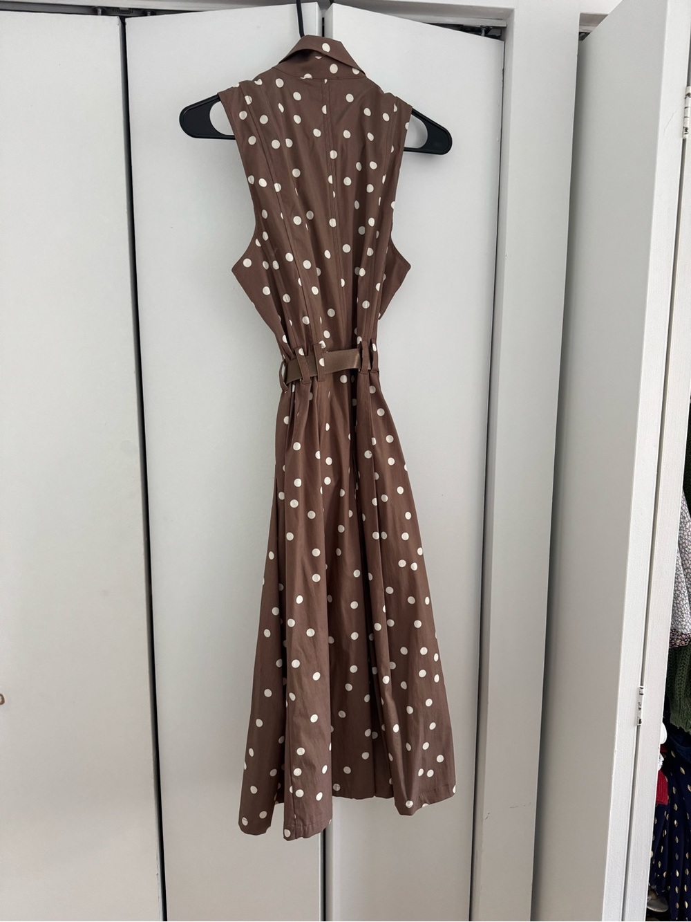 NEW WITH TAGS! Polka Dot Sleeveless A-Line Dress in Brown - L’AGENCE - Picture 7 of 9